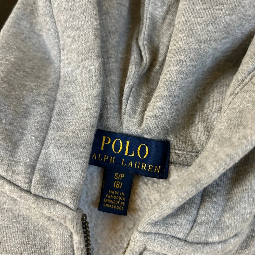 Polo Ralph Lauren‎ Full Zip Hoodie Sweatshirt Pony Logo Gray Youth Small (8)